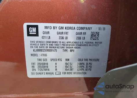 2021 Buick Encore Gx Fwd Preferred z USA, uszkodzony, nr VIN KL4MMBS2XMB091475